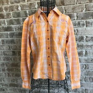Vibrant Orange and Purple Button Down Shirt
